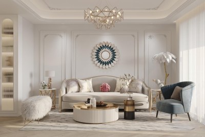 法式奶油风客餐厅3D模型下载